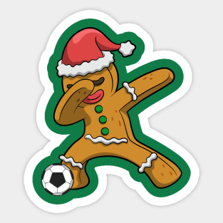 Soccer Dabbing Gingerbread Man Christmas Sticker